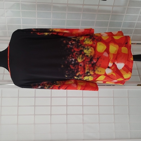 Vibrant Candy Corn Black and Orange Women's Tunic Halloween Fall - Picture 6 of 12